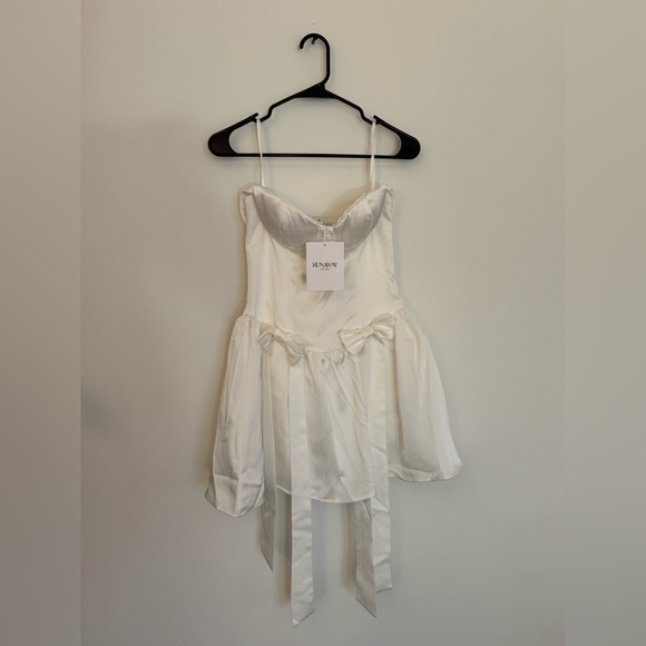 Aubrey Off the Shoulder Mini Bow Dress by Runaway The Label - Picture 8 of 15